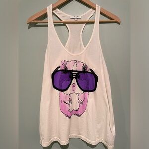 Cool Guinea Pig Wearing Aviators Racer back Tank Top Size M 100% cotton